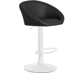 Taburete de bar con asiento giratorio 360°, altura regulable en pvc negro, base de metal blanco 10_0004768