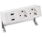 Kit sobre la mesa completo con 1 cargador 2xusb y 2 bases de enchufe schuko blanco simon 42322000-130
