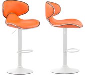 Juego de 2 taburetes de bar de diseño contemporáneo con patas de metal blanco mate y asiento sintético na 10_0000353