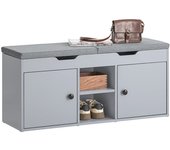 Sobuy banco zapatero con 2 puertas y 2 estantes armario de entrada banco de almacenamiento para guardar y ordenar 100 x 34 x 48 cm fsr96-dg