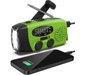 Radio de emergencia para desastres a pilas (recargable) - radio de manivela - radio de emergencia - radio solar de manivela - verde