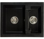 Fregadero cocina negro 47,5x58,2cm, fregadero granito 1,5 senos + sifón