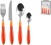 Juego de cubiertos de acero inoxidable de 24 piezas con mango naranja 3604 h&h