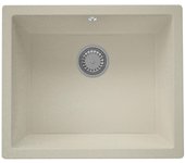 Fregadero granitemy universal de granito beige arena 50x40 cm de montaje sobre encimera, bajo encimera y enrasado con tapón de acero inoxidable 12089