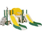 Tobogán infantil 8 en 1 multifuncional | 2 toboganes + canasta + almacenamiento + escalada | hdpe, verde