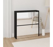 Vidaxl mueble zapatero con espejo 2 niveles negro 63x17x67 cm