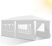 Carpa pabellón tubos de acero - carpa para terraza, fumadores y fiestas de tubos de acero para el jardín 3x6m blanca