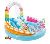 Centro de juegos hinchable agua candy c/difusor, tobogán y juegos de bolas intex