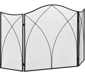 Paraventos plegable de chimenea en metal negro 126x76 cm