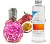 Lámpara catalítica mosaico fucsia + fragancia aroma caribbean passion 200 ml - elimina malos olores e impurezas, perfuma y mejora la calidad del aire