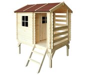 Casa de madera para niños exterior - casita de campo para niños l182xl146xa205cm/ 1.1m2 casa de juguete de exteriores