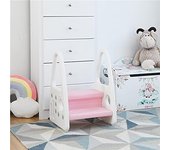 Escalera para niños, escalones para niños con reposabrazos, taburete para niños con 2 peldaños antideslizantes para aprender, para el baño/aseo (rosa)