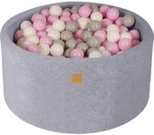 Meowbaby piscina de bolas, round seca para niños, gris claro : blanco/gris/rosa pastel, 300 pcs, 90x40cm