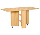 Mesa plegable con ruedas homcom tablero de partículas madera natural 140x80x74 cm 833-413