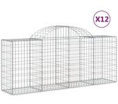 Cestas de gaviones muro de contención arqueado valla de jaula 1 juego de 2 200 x 50 x 80/100 cm hierro ga 02_0040543