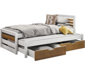 Cama henderson 170, individual con una cama supletoria-nido, marrón, 90x200, 90x190, madera, somieres, 98x212x82cm