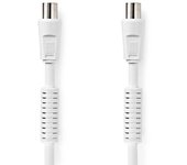 Cable coaxial - iec (coaxial) macho - iec (coaxial) hembra - niquelado - 120 db - 75 ohm - apantallado quad - 5.00 m - redondo - pvc - blanco - label