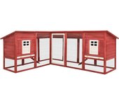 Conejera de exterior 250 x 192 x 105 cm con riel rojo y blanco en madera de abeto 02_0000598