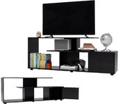 Soporte de tv para televisores de hasta 55 pulgadas, banco de tv con estantes abiertos, diseño geométrico moderno, para sala de estar y dormitorio (ne