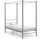 Vidaxl estructura de cama con dosel sin colchón metal gris 90x200 cm