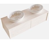 Mondiaz lush 120cm mueble de baño underlayment con 2 cajones. con lavabo doble 2 orificios blanco brillo