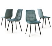 Pack de 4 sillas comedor astrid en terciopelo verde con patas negras respaldo capitoné