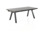 Mesa extensible novah en aluminio antracita y cristal, 200-290x100x76 cm, 8-12 plazas