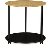 Mesa auxiliar redonda con ruedas diámetro 60 cm madera y negro 13_0002658