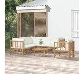 Conjunto de muebles de jardín vidaxl de 7 piezas con cojines de bambú en color blanco crema