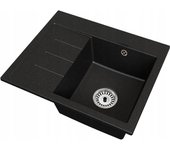 Fregadero cocina negro 60x50cm, fregadero granito 1 seno + sifón