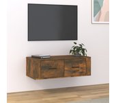 Mueble de tv colgante madera roble ahumado 80x36x25 cm
