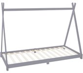 Ml-design cama infantil tipi 90x200cm color rosa con listones de madera de pino maciza mobiliario forma de casa tienda de campaña para niños