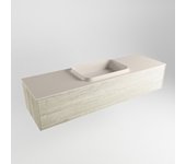 Mondiaz erin 150cm mueble de baño color light brown grey con 1 cajón. con lavabo ridge centro sin orificios color linen
