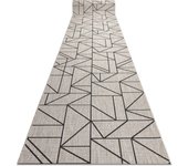 Alfombra de pasillo sizal floorlux modelo 20605 triángulos, geométrico plateado / negro 100 cm 100x240 cm