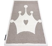 Alfombra infantil moderna joy crown, corona para niños - estructura dos niveles de vellón beige / crema 140x190 cm