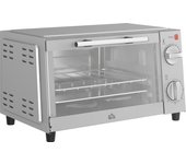 Mini horno 9l mini horno con bandeja de horno, rejilla, 100°c-230°c, temperatura regulable y tiempo de cocción, 60 minutos. 750w, plata