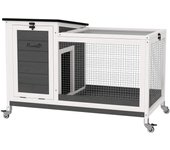 Conejera de madera pawhut madera de abeto, acero galvanizado blanco y gris oscuro 91x51x66 cm