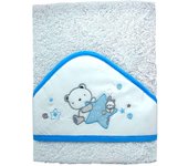 Tradineur - capa/toalla de baño para bebé - diseño de osito con estrella - garantiza el confort del bebé - 100 x 100 cm - color azul