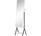 Espejo joyero de pie homcom mdf, metal y vidrio blanco y negro 47x36x157 cm