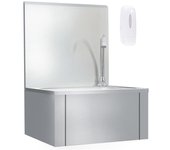 Vidaxl fregadero lavamanos con grifo y dispensador de jabón acero inox