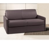 Sofá cama italiano 3 plazas piel sintética calife - marrón - cama 140 cm - colchón 18 cm