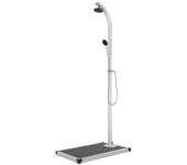 Vidaxl ducha de jardín con base gris 220 cm aluminio