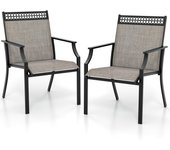 Juego de 2 sillas de jardín al aire libre de tela, sillón jardín para césped, jardín, carga 150 kg, 66 x 61 x 90 cm, café