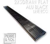 Canalón grande de acero inoxidable altura 2 cm - 2xsdrainflat easy rejilla de aluminio negro - line eco - elemento angular