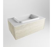 Mondiaz erin 80cm mueble de baño color light brown grey con 1 cajón. con lavabo ridge centro 1 orificio color talc
