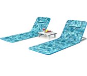 Colchoneta de playa reclinable, juego de 2 sillas y mesa de centro, ángulo ajustable, diseño plegable multifuncional, ideal para playa (colorido)