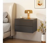 Mesita de noche flotante con 2 cajones mesa de noche de pared con almacenaje estante flotante para dormitorio salón mesa colgante gris