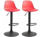 Juego de 2 taburetes de bar modernos y cómodos con asiento de pvc rojo, carcasa de plástico y patas de me 10_0004238