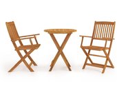 Vidaxl mesa y sillas bistró plegables 3 pzas madera maciza de acacia