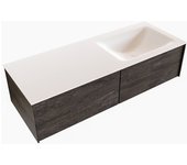 Mondiaz lush 120cm mueble de baño color dark brown con 2 cajones. con lavabo cloud derecho 1 orificio color talc
